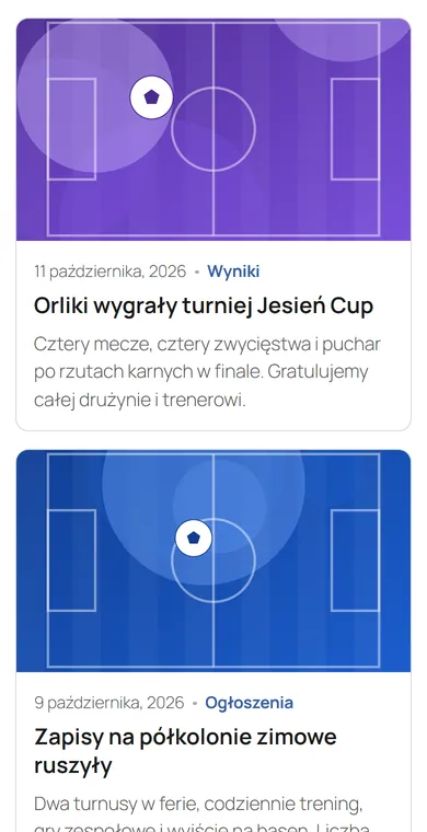 Aktualności na telefonie jako kafle jeden pod drugim, jasny motyw