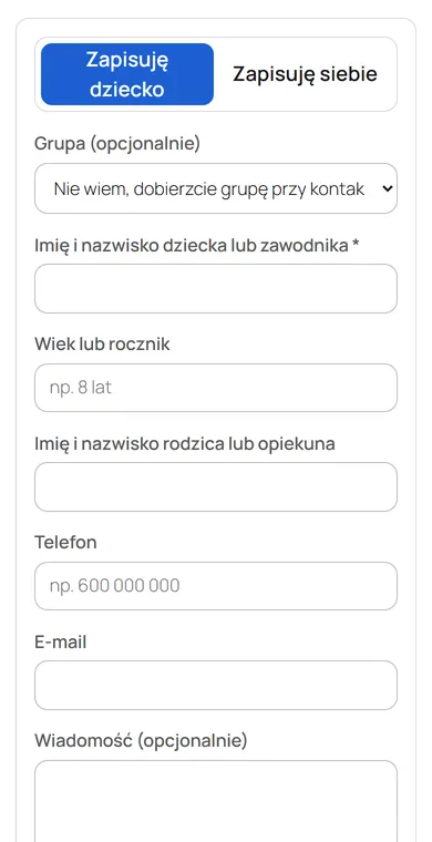 Formularz zapisu na telefonie, jasny motyw