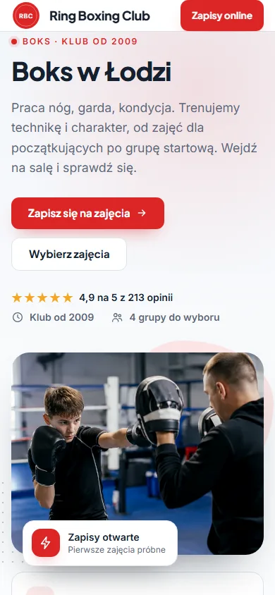 Szablon Akademia: widok na telefonie, Boks