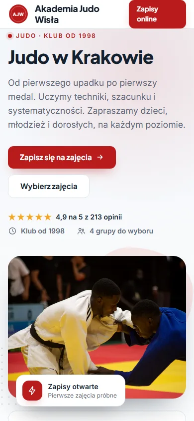 Szablon Akademia: widok na telefonie, Judo