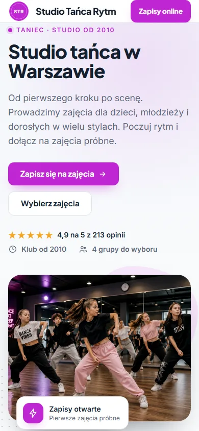 Szablon Akademia: widok na telefonie, Taniec