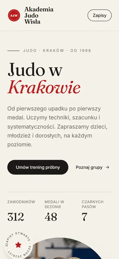 Szablon Arena: widok na telefonie, Judo