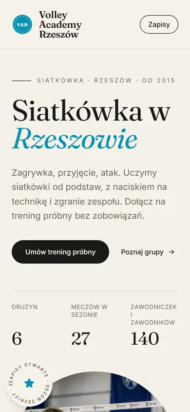 Szablon Arena: widok na telefonie, Siatkówka