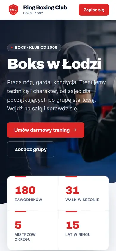 Szablon Classic: widok na telefonie, Boks