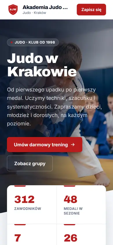 Szablon Classic: widok na telefonie, Judo
