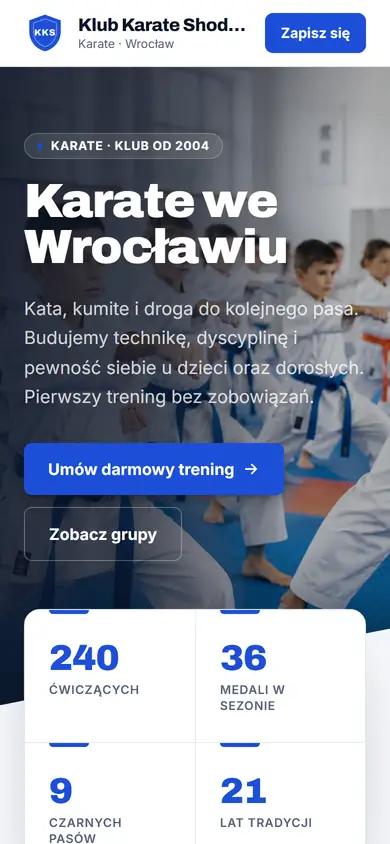 Szablon Classic: widok na telefonie, Karate