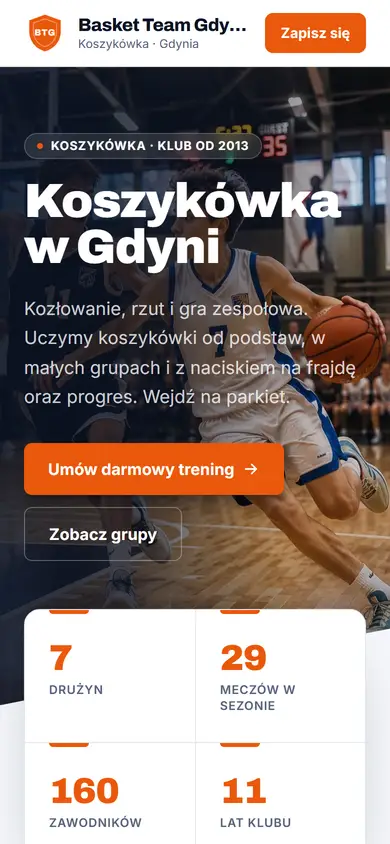 Szablon Classic: widok na telefonie, Koszykówka