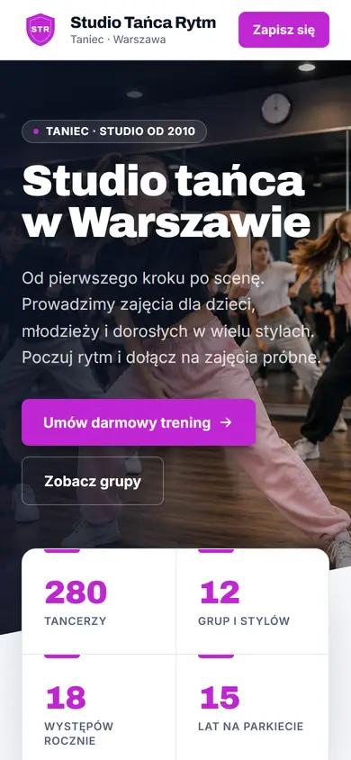 Szablon Classic: widok na telefonie, Taniec