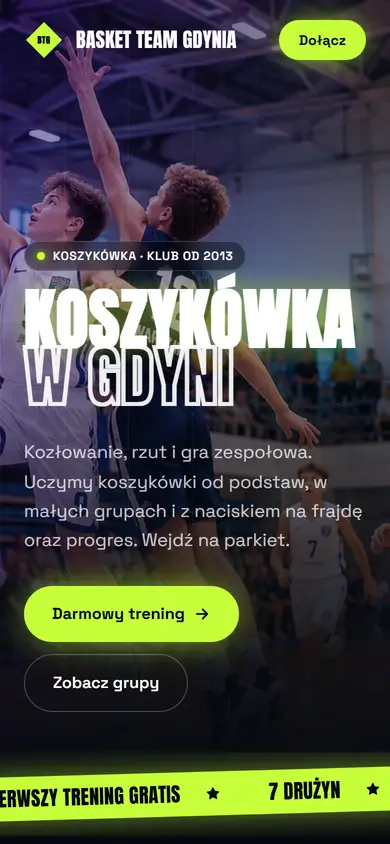 Szablon Puls: widok na telefonie, Koszykówka