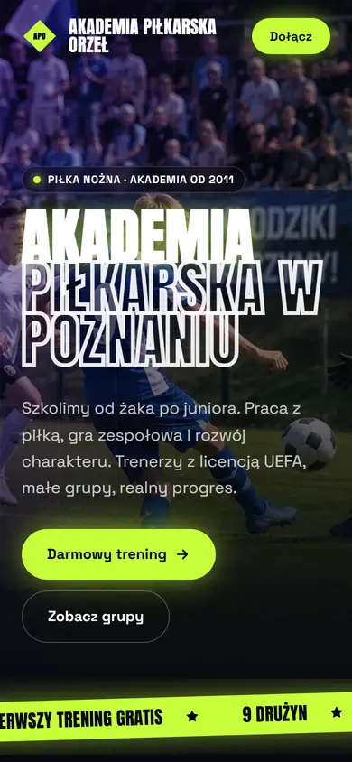 Szablon Puls: widok na telefonie, Piłka nożna