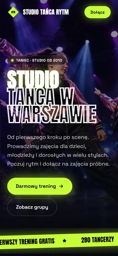 Szablon Puls: widok na telefonie, Taniec